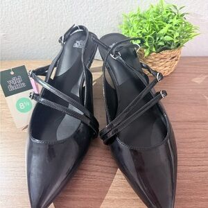 Wild Fable Women's Glossy Black Slingback Flats